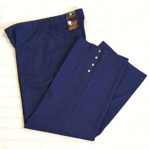 JM Collections Blue Rayon Blend Dress Pants With Gold Roses